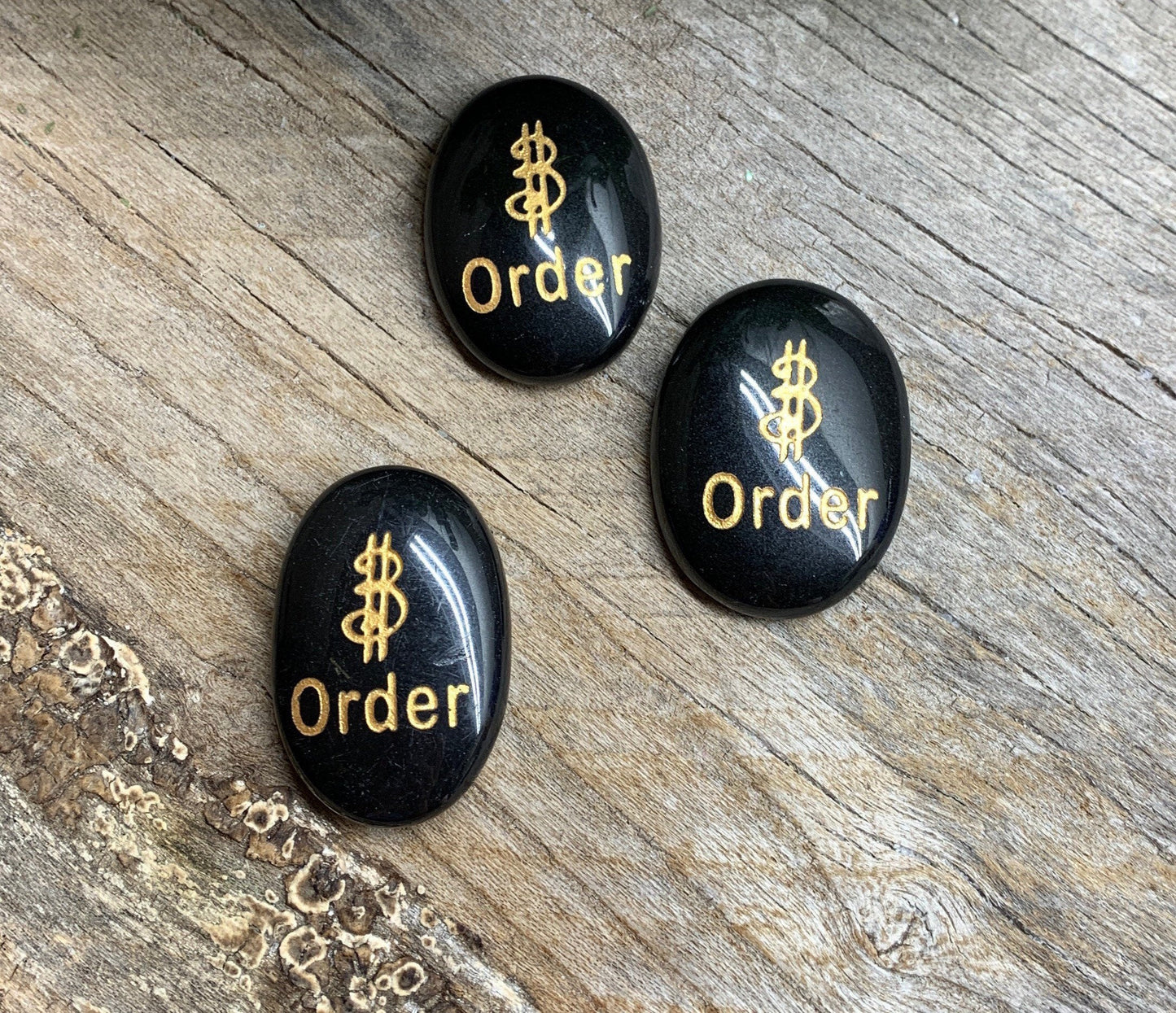 Order, Black Obsidian Carved Word Affirmation (Approx. 1 1/2") FIG-0316