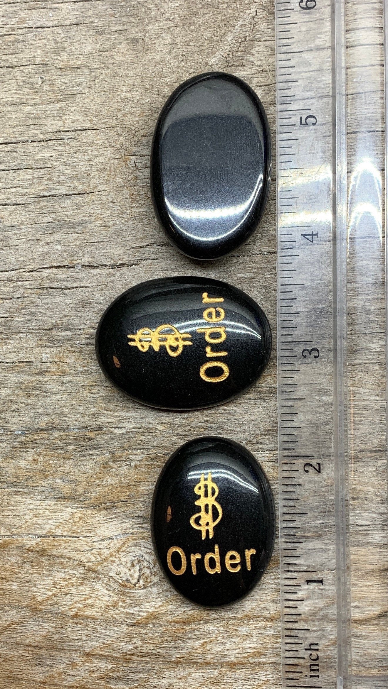 Order, Black Obsidian Carved Word Affirmation (Approx. 1 1/2") FIG-0316