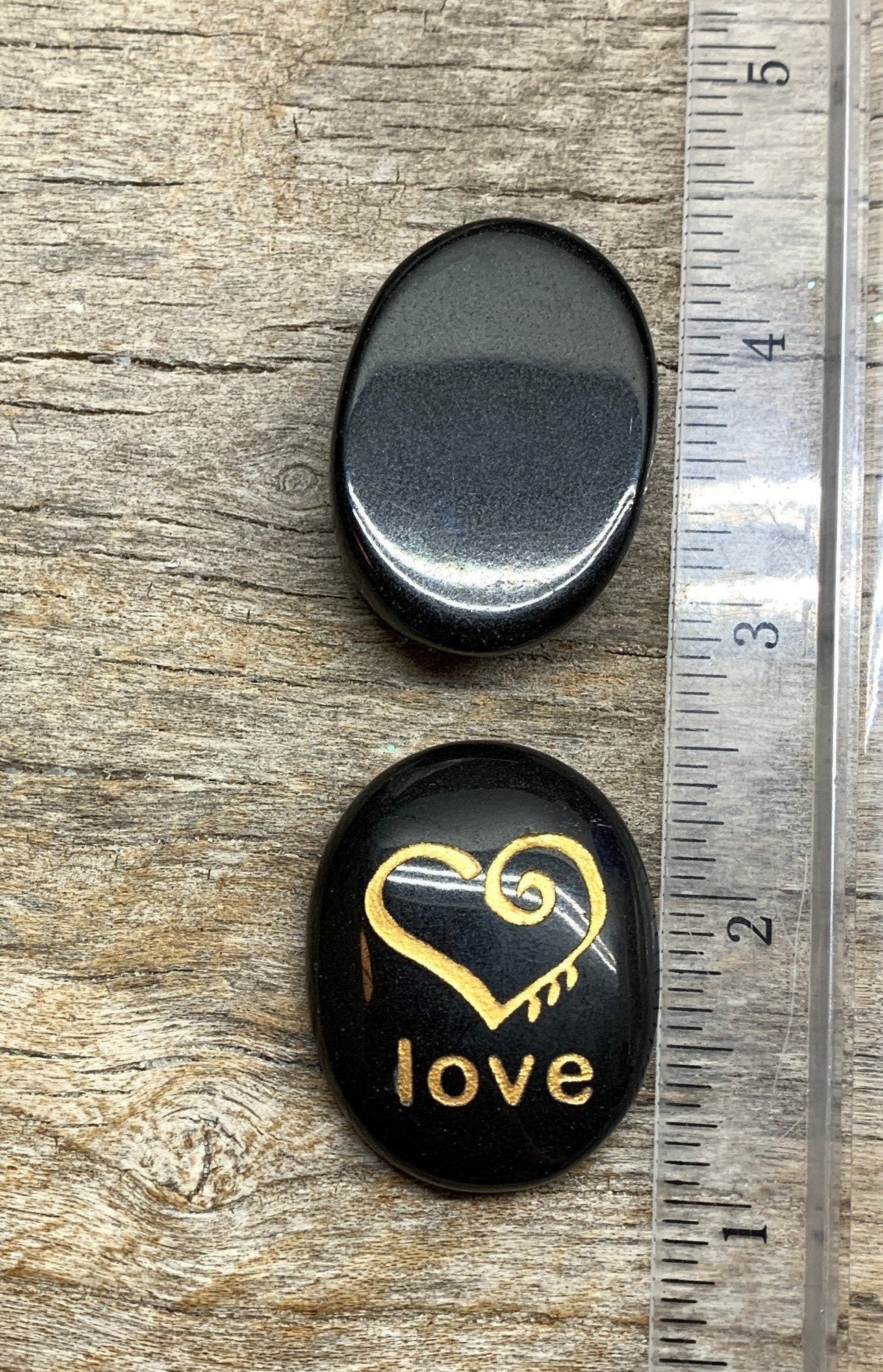 Love, Black Obsidian Carved Word Affirmation (Approx. 1 1/2") FIG-0314