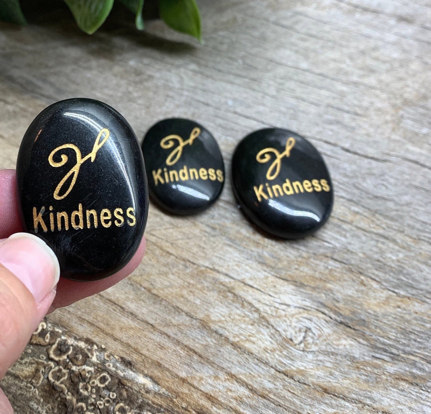 Kindness, Black Obsidian Carved Word Affirmation (Approx. 1 1/2") FIG-0312