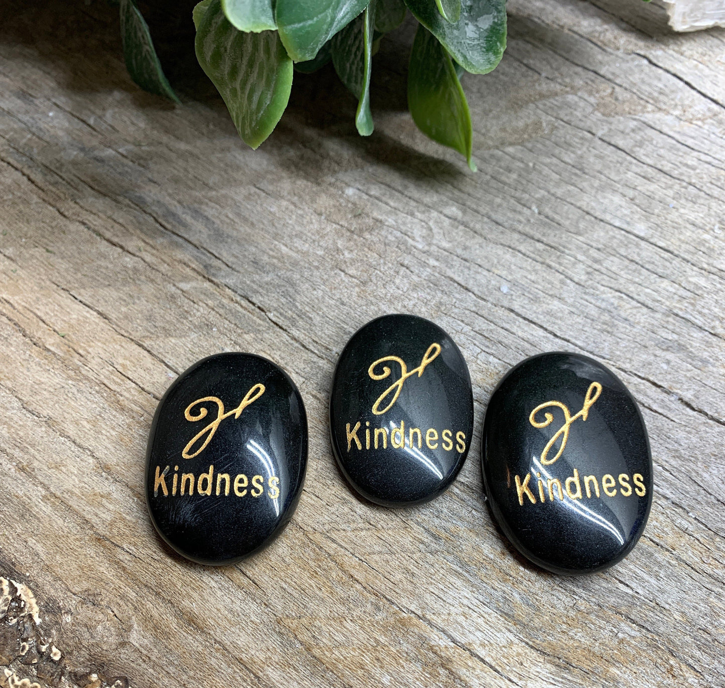 Kindness, Black Obsidian Carved Word Affirmation (Approx. 1 1/2") FIG-0312