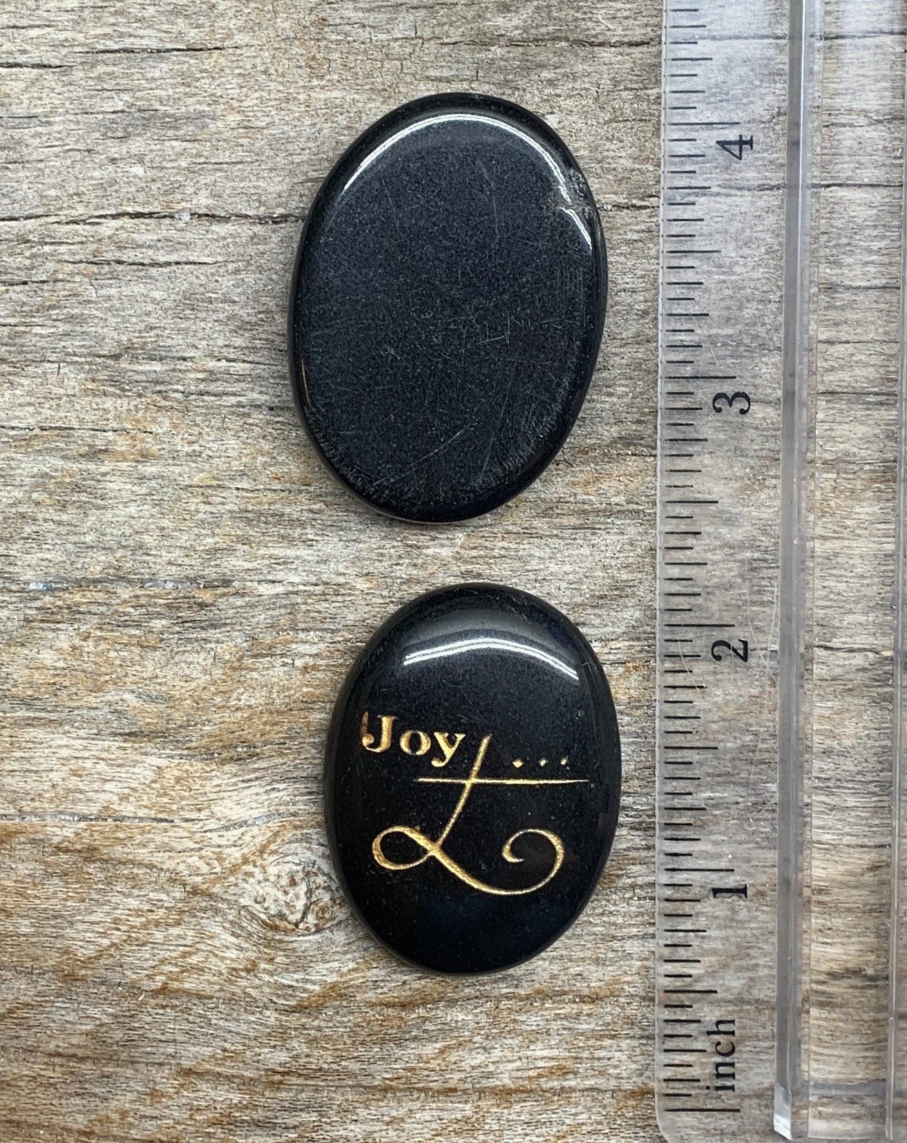 Joy, Black Obsidian Carved Word Affirmation (Approx. 1 1/2") FIG-0311