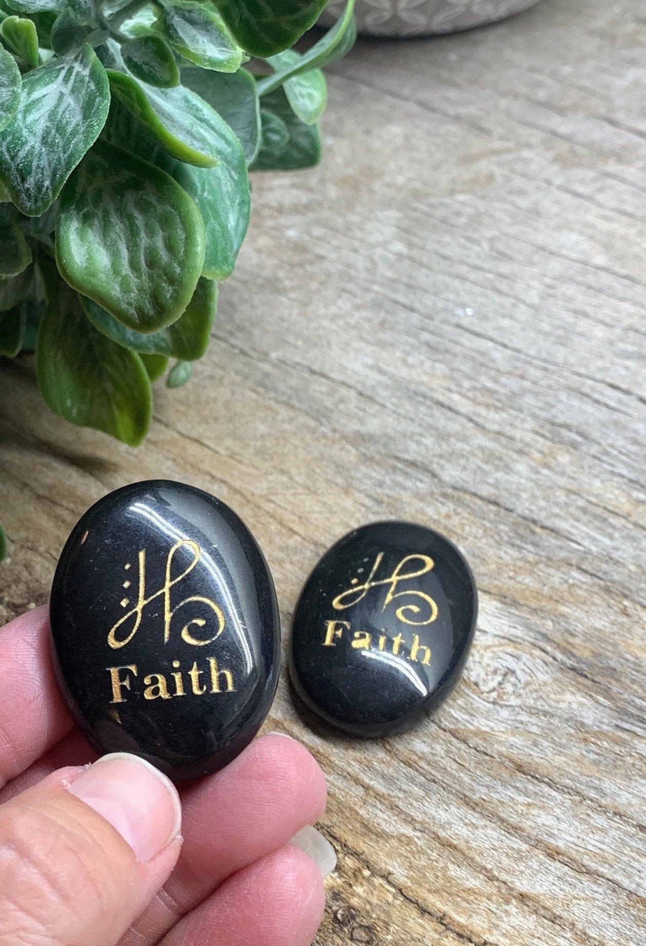Faith, Black Obsidian Carved Word Affirmation (Approx. 1 1/2") FIG-0305