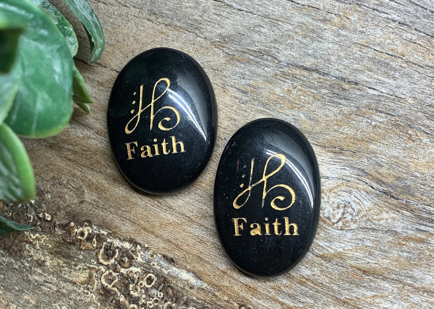 Faith, Black Obsidian Carved Word Affirmation (Approx. 1 1/2") FIG-0305