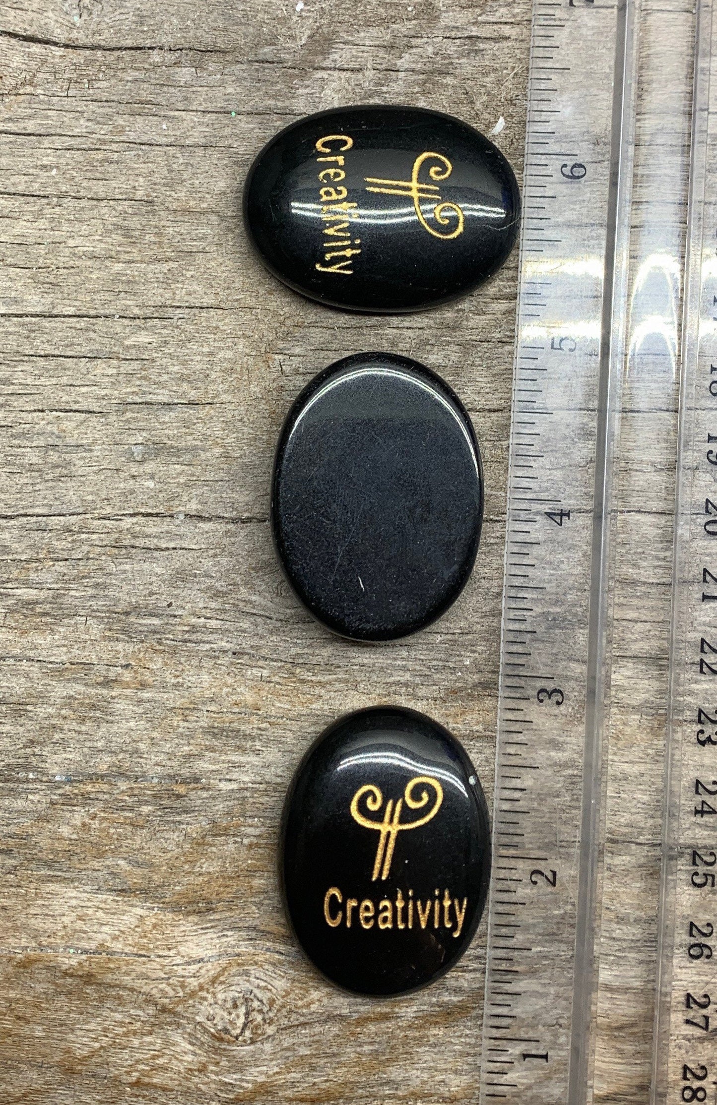Creativity, Black Obsidian Carved Word Affirmation (Approx. 1 1/2") FIG-0299