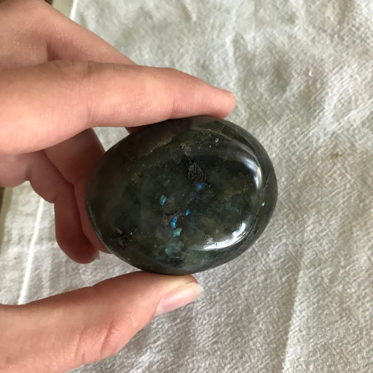 Labradorite Palm Stone, 2" - 2 3/4" Iridescent Stone for Crystal Grid or Craft Supply 0233