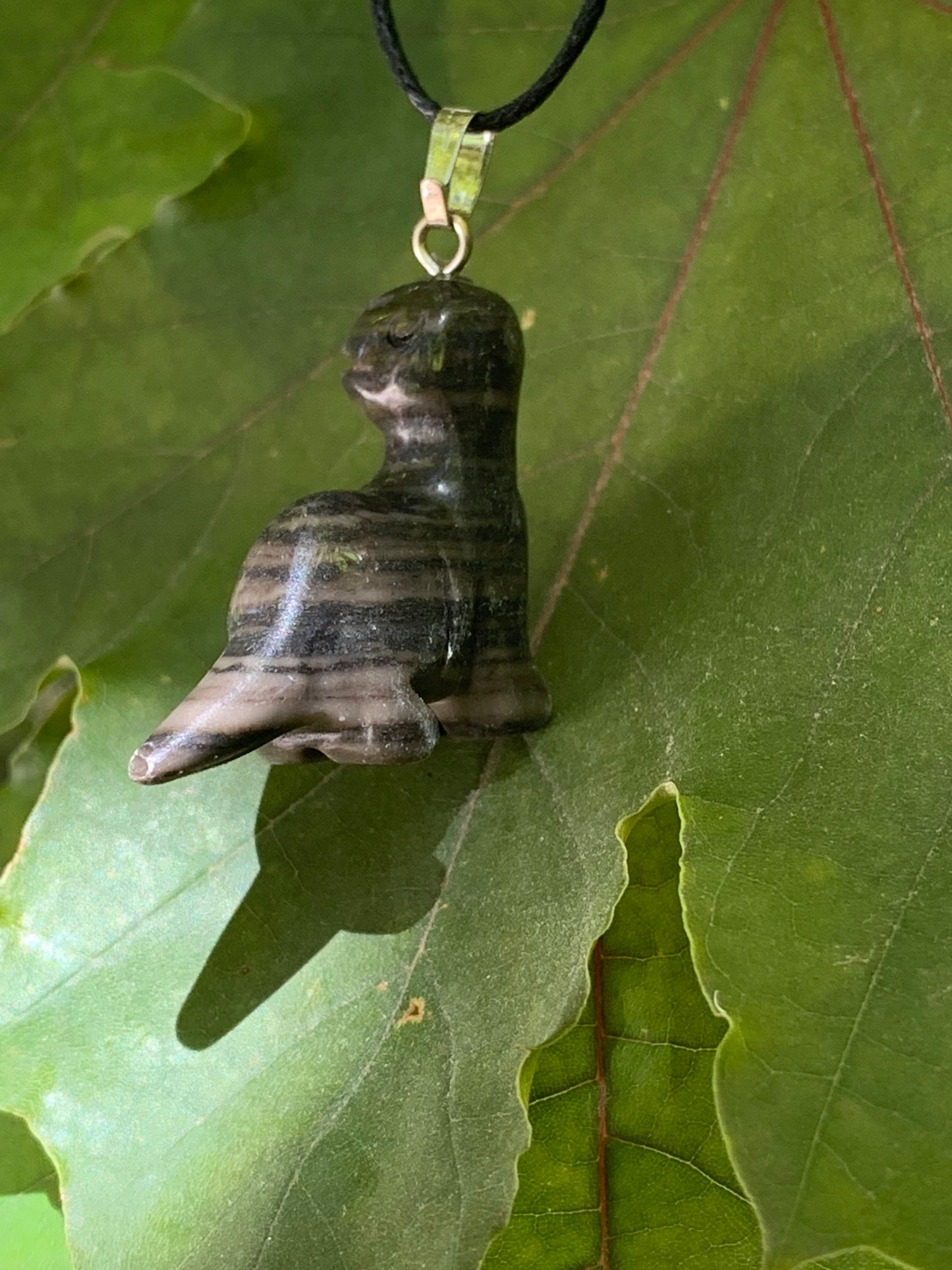 Black Jasper Dinosaur Necklace. NCK-1168