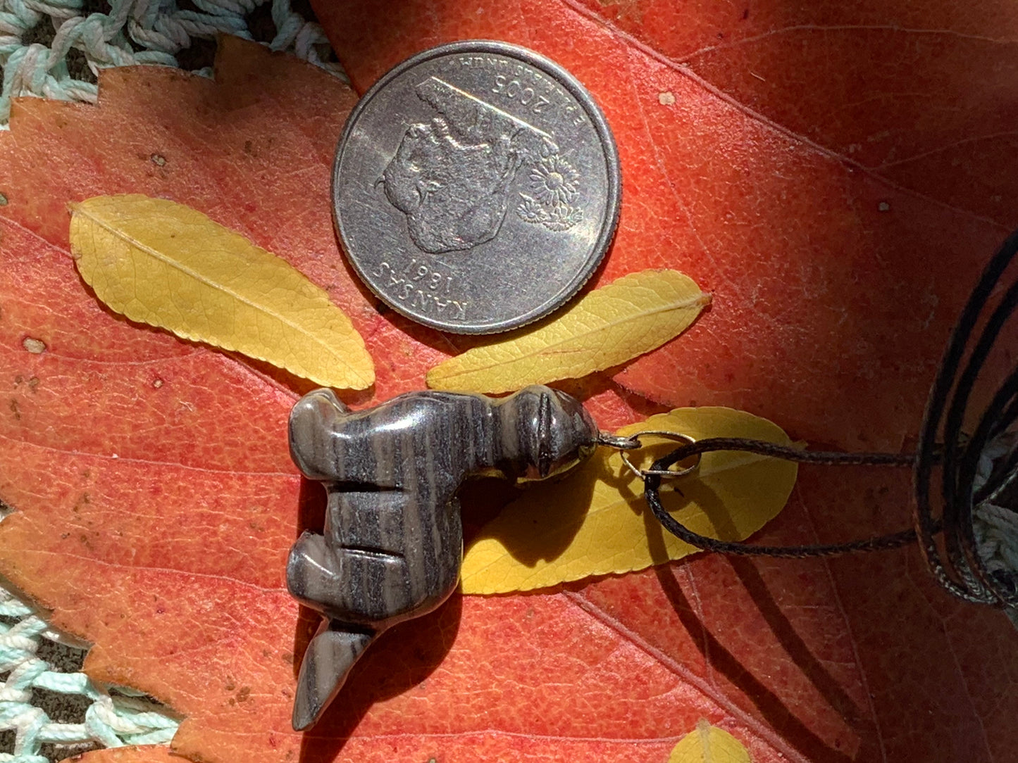 Black Jasper Dinosaur Necklace. NCK-1168