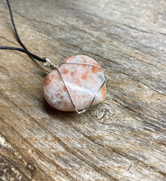 Sunstone Heart Wire Wrapped Necklace NCK-0078