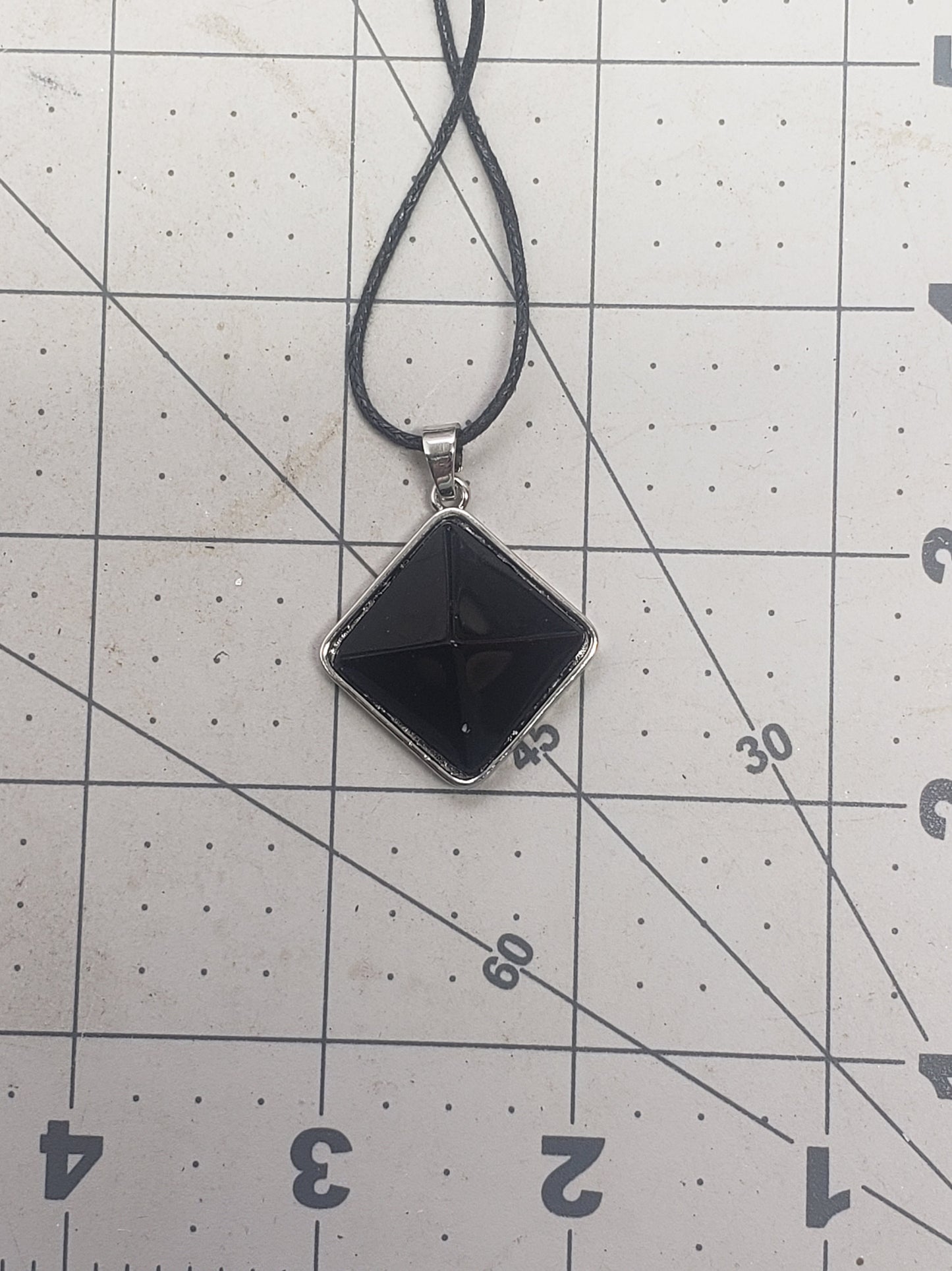 Black Obsidian Pyramid Necklace NCK-1084