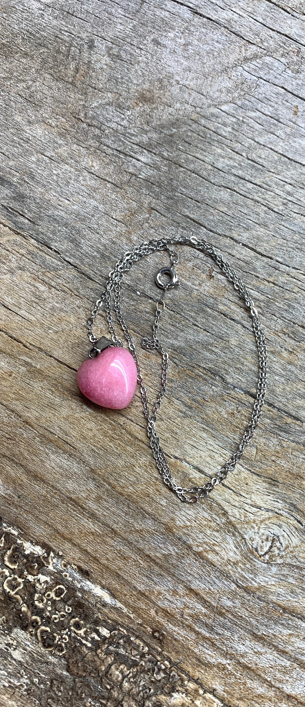 Pink Quartz Heart Necklace NCK-1182 18”chain