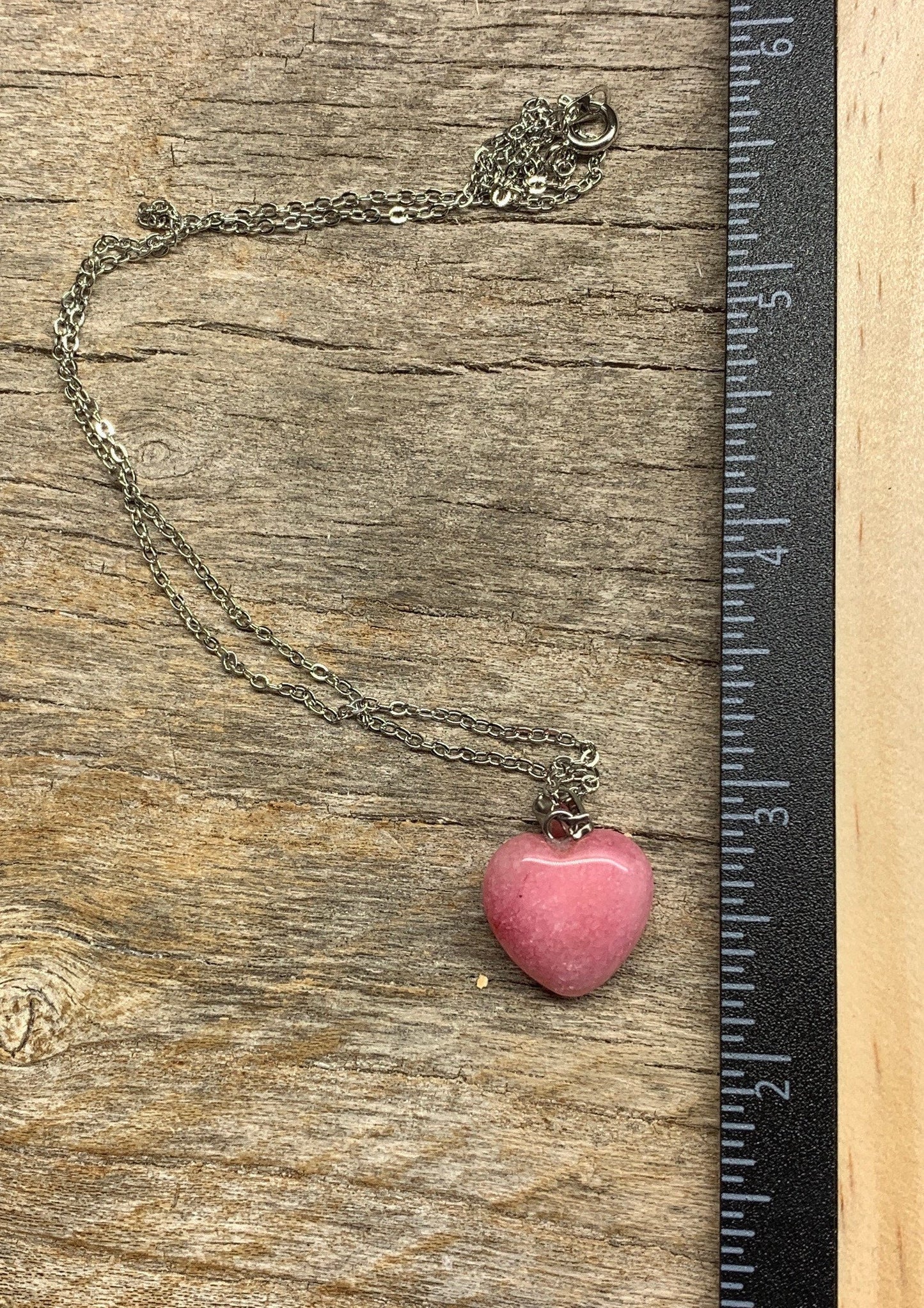 Pink Quartz Heart Necklace NCK-1182 18”chain