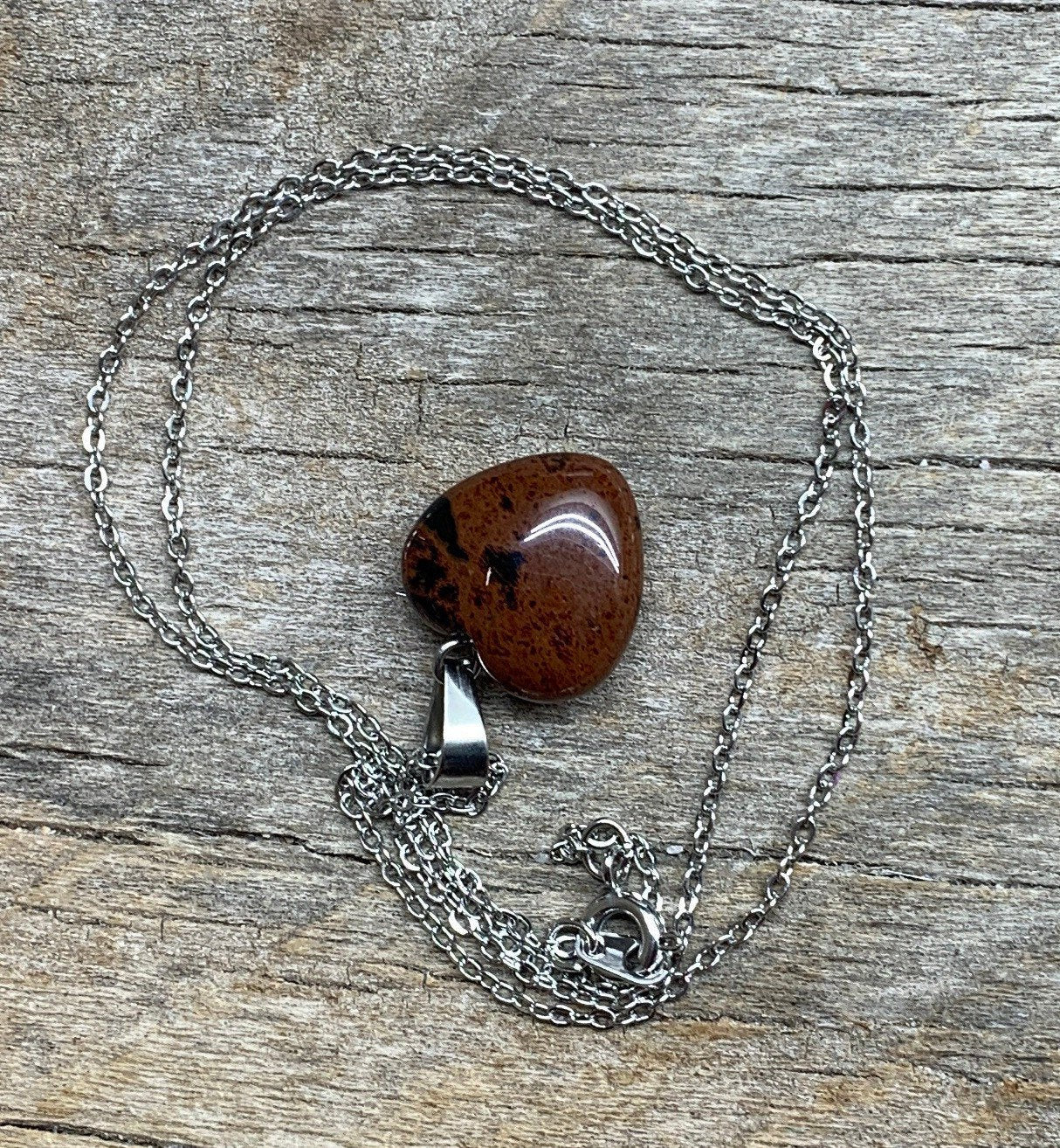 Mahogany Obsidian Heart Necklace NCK-1170 18” chain