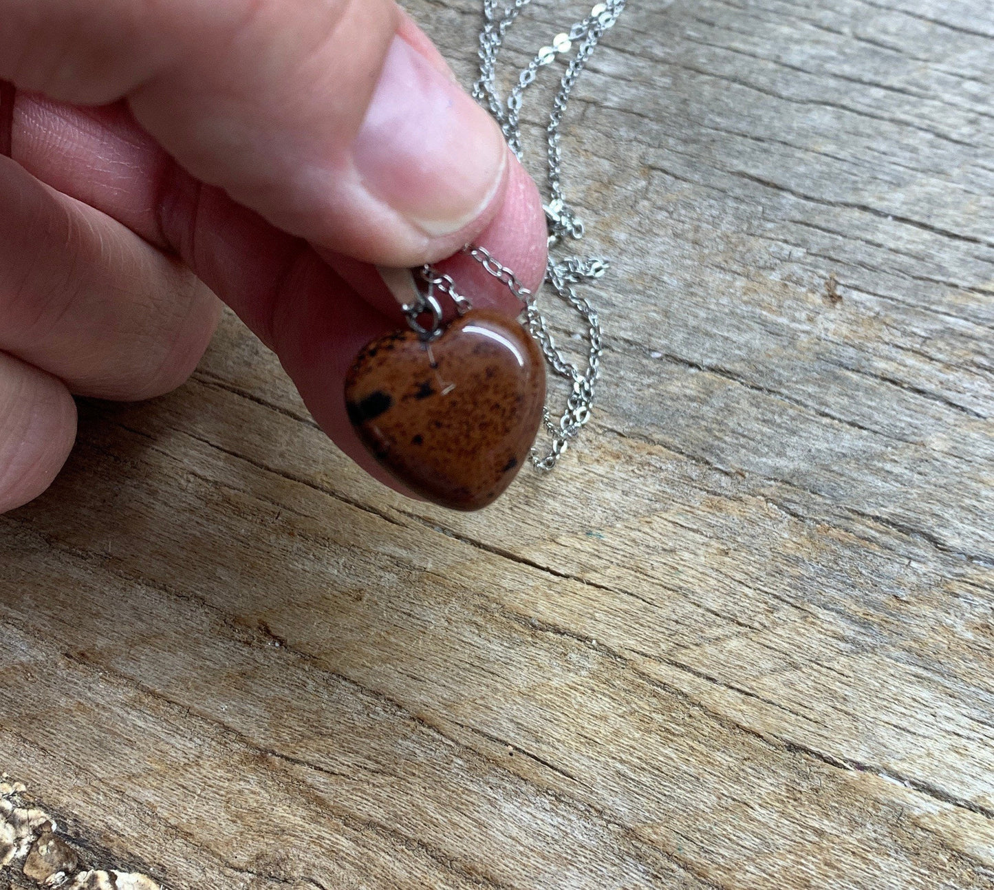 Mahogany Obsidian Heart Necklace NCK-1170 18” chain