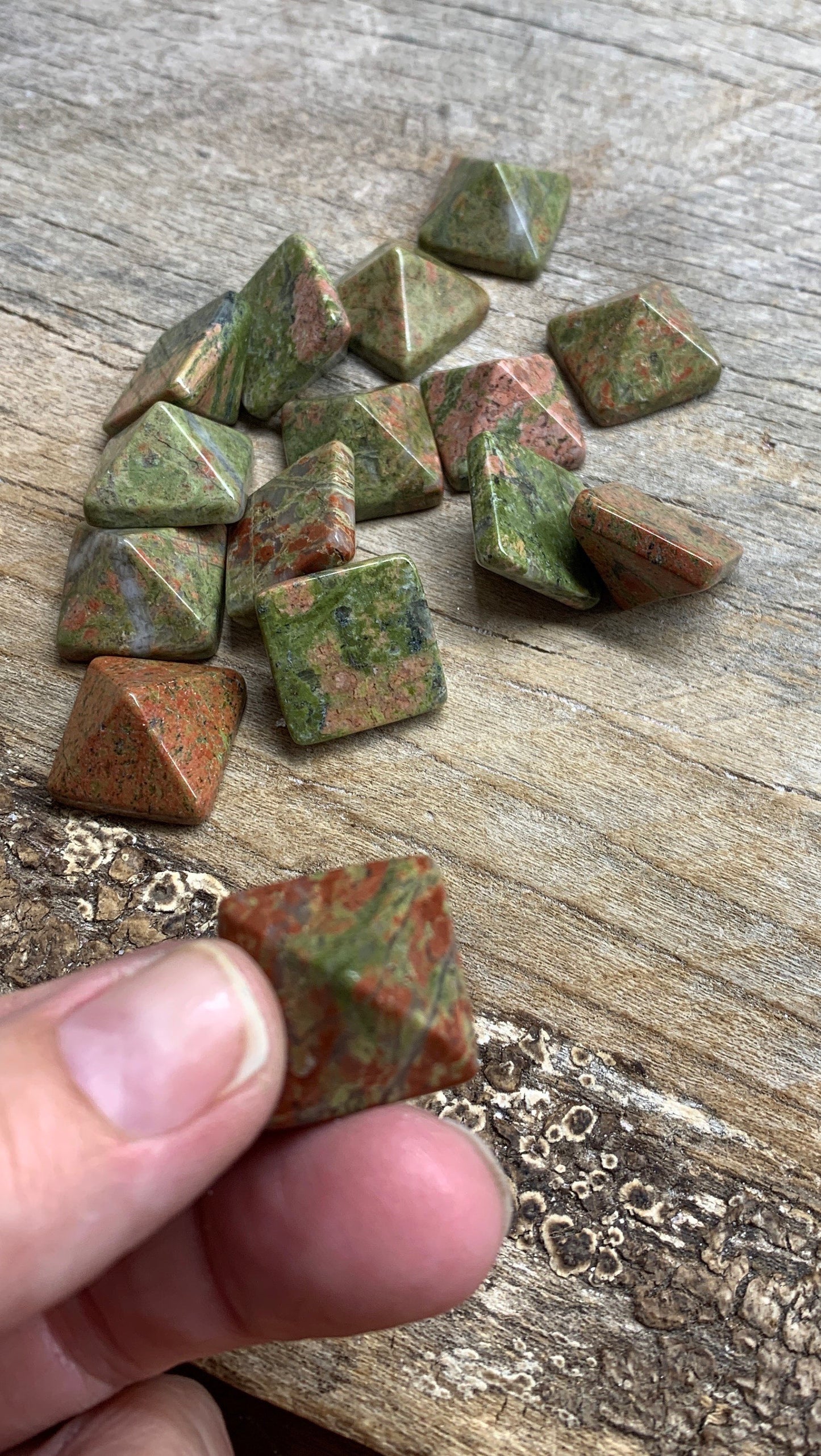 Unakite Jasper Pyramid (Approx. 3/4” x 3/4" x 5/8") 0410