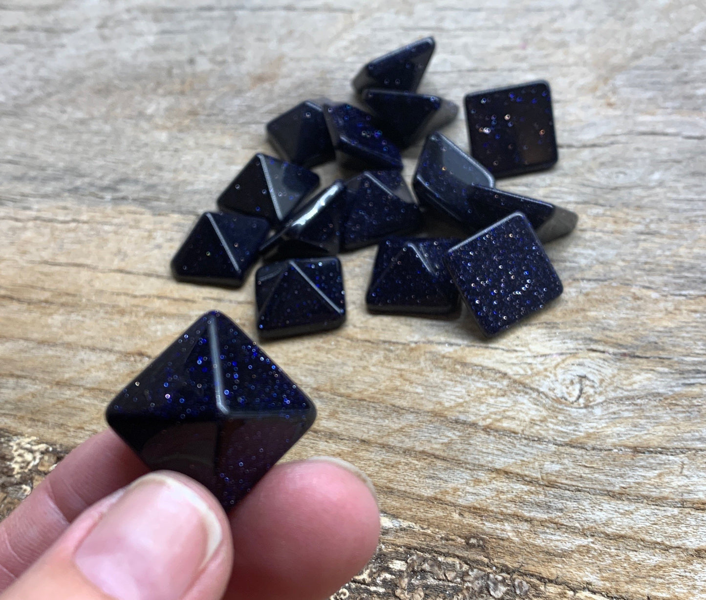 Blue Goldstone Pyramid (Approx. 3/4” x 3/4" x 5/8") 0406