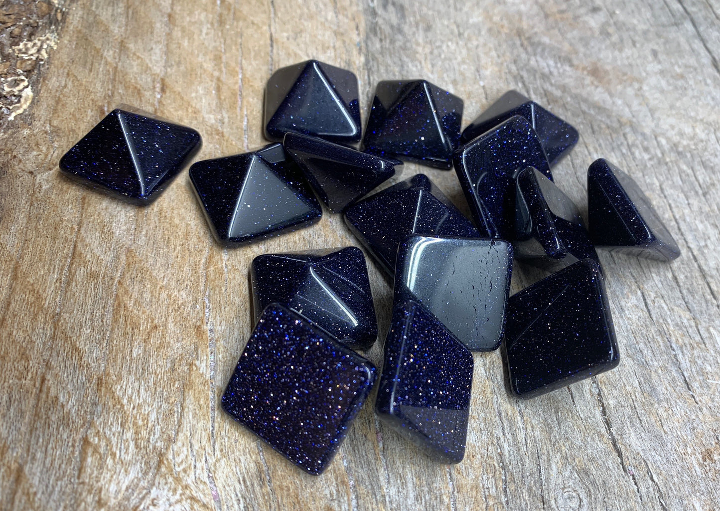 Blue Goldstone Pyramid (Approx. 3/4” x 3/4" x 5/8") 0406