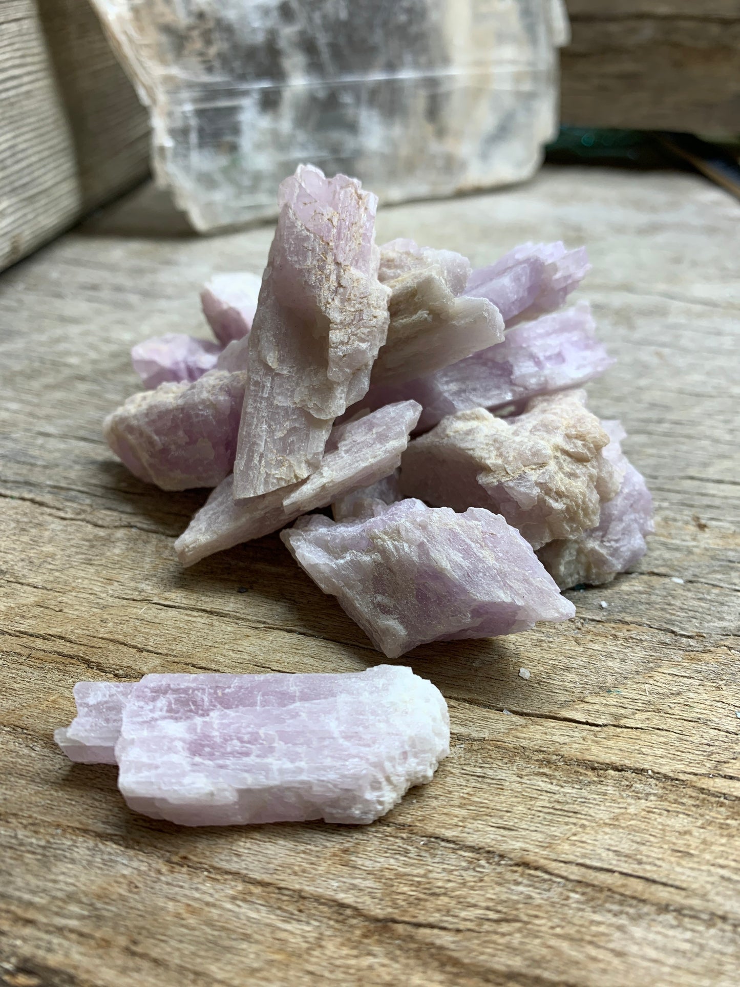 Kunzite (1”- 1 1/2”) Small Raw stone. Heart Healing. 1262