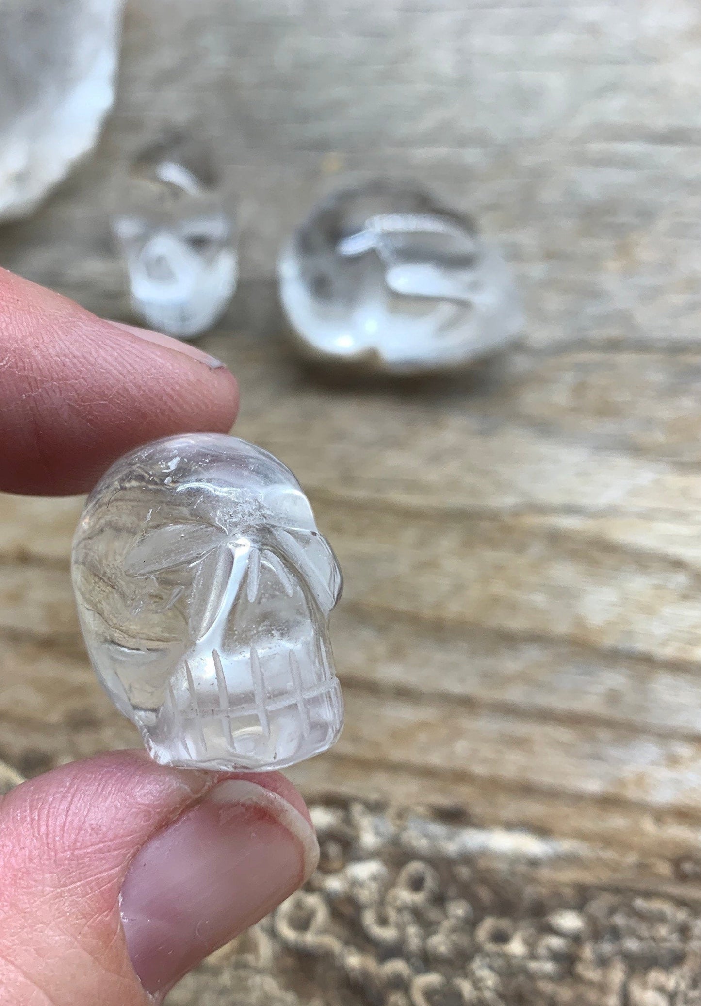 Clear Quartz Carved Skull 1”0989