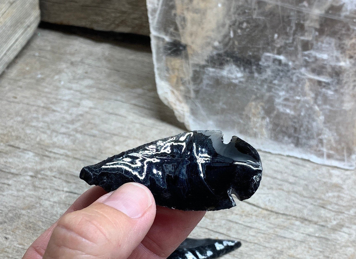 Obsidian Knapped Obsidian Arrowhead 1372 (Approx. 1”- 1 1/2”)