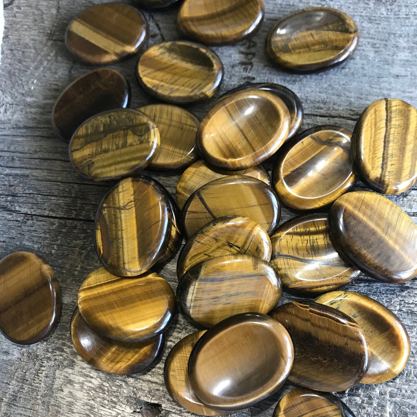 Tiger Eye Worry Stone (Approx 1 1/2" x 1 1/4")  Polished Stone for Wire Wrapping or Crystal Grid Supply 1392