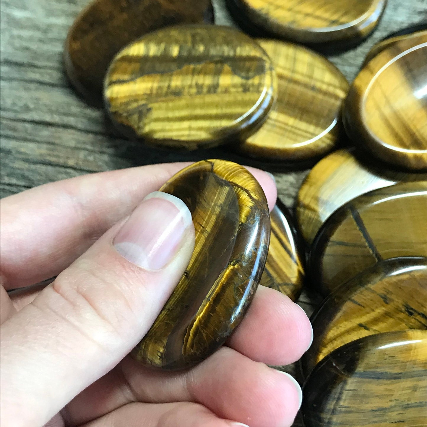 Tiger Eye Worry Stone (Approx 1 1/2" x 1 1/4")  Polished Stone for Wire Wrapping or Crystal Grid Supply 1392