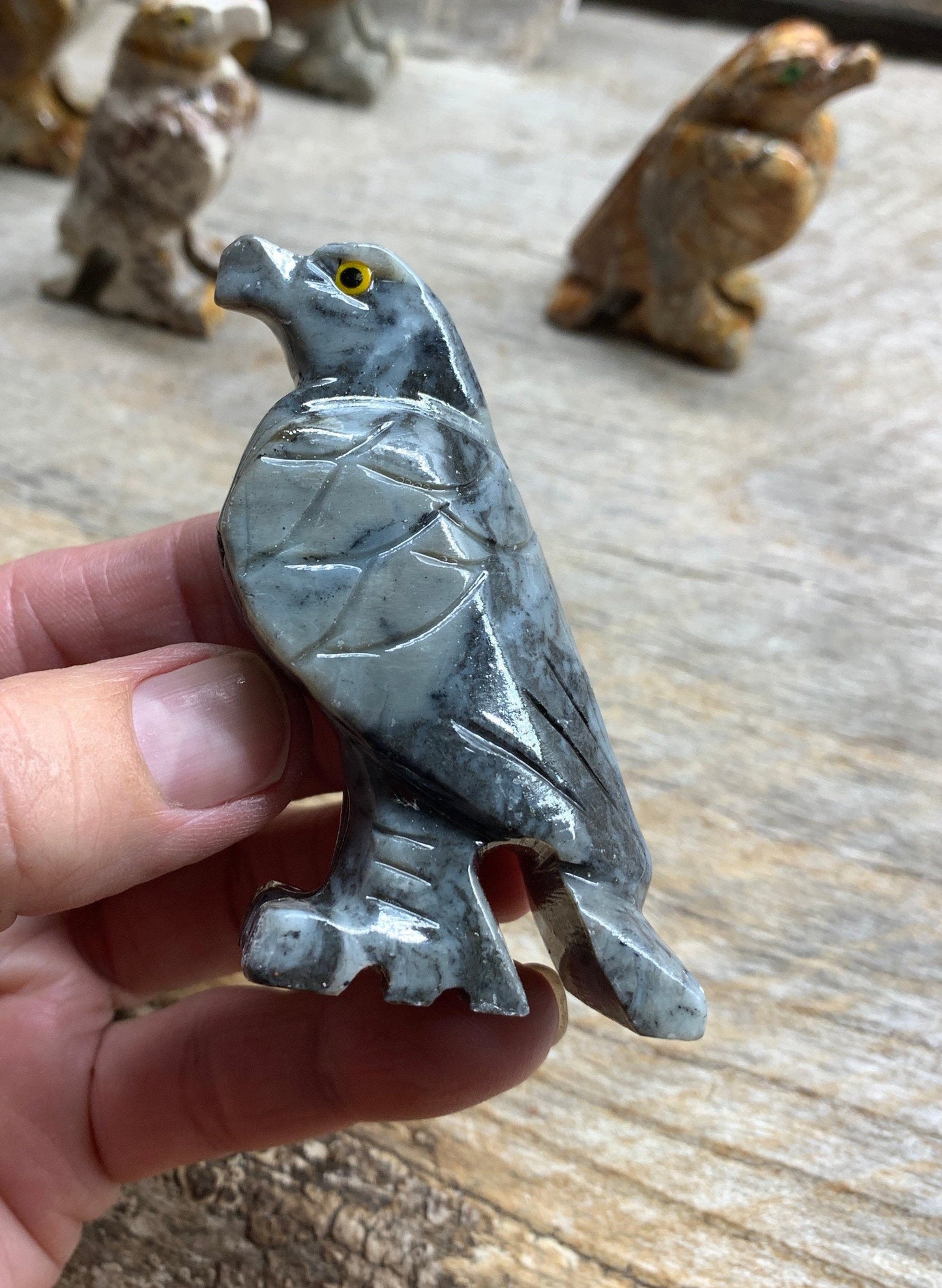 Eagle Carved Soapstone Animal 0825 Approx. 3 1/4”