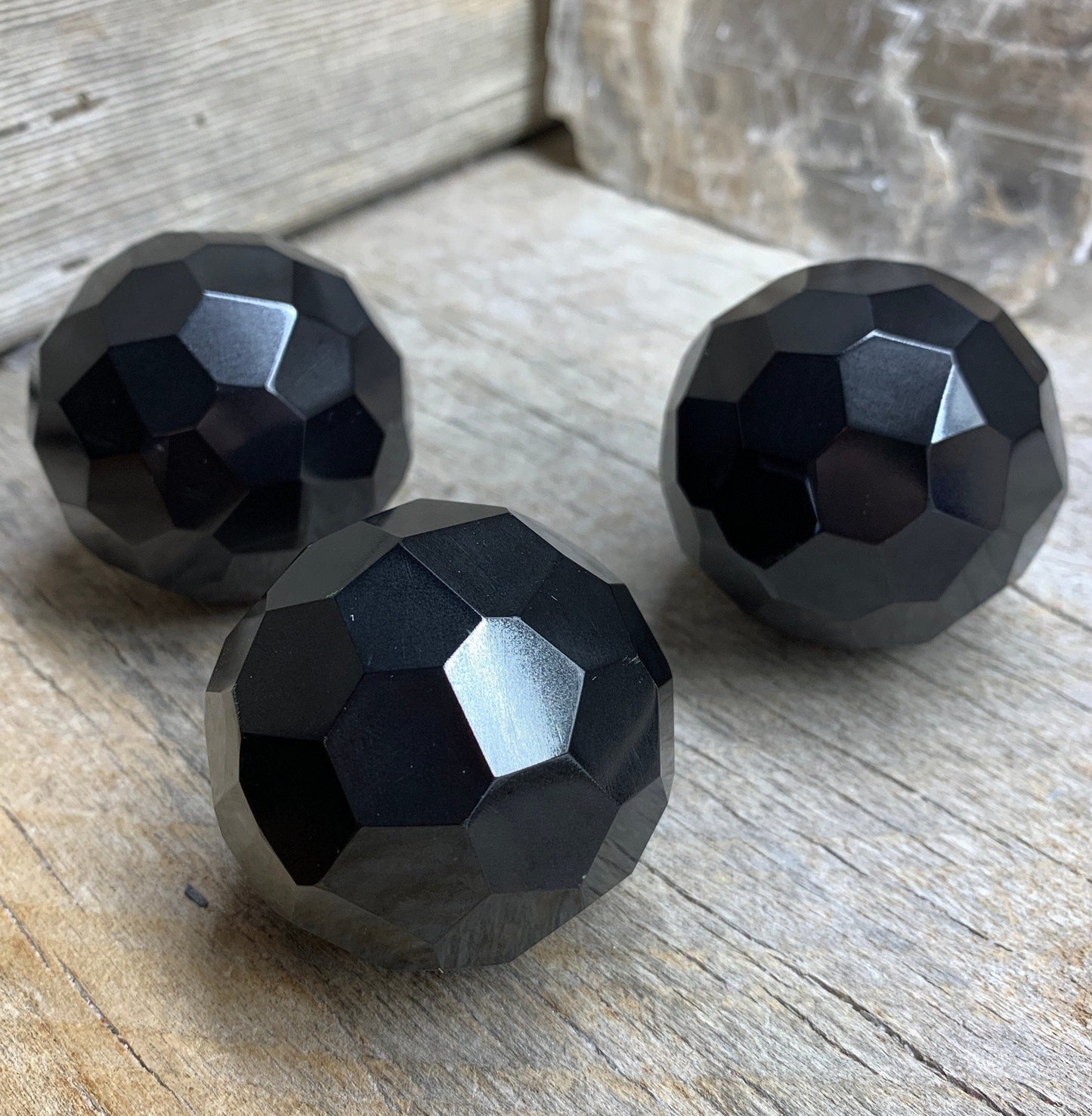 Black Agate Faceted Sphere 1491 Polished. Beautiful. 50mm-60mm