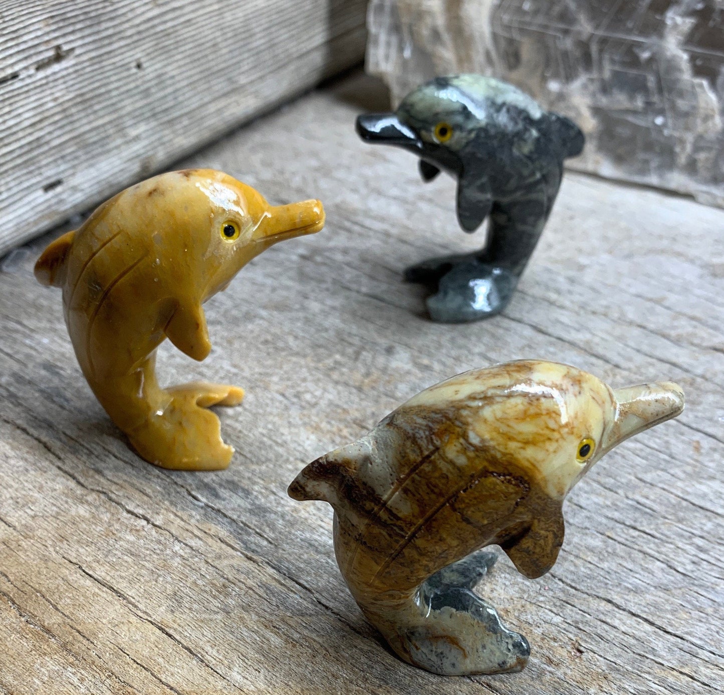 Dolphin Carved Soapstone Animal 0771 Approx. 2 1/2”