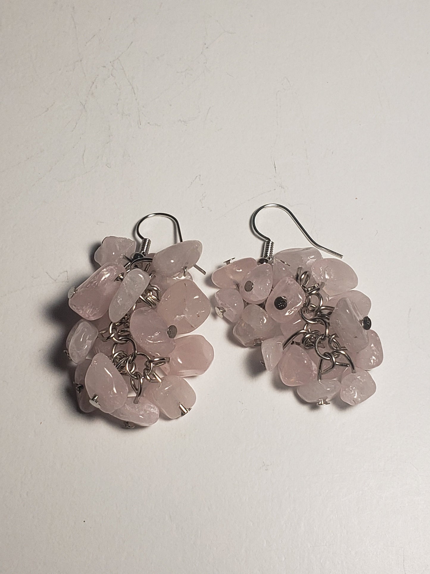 Rose Quartz Earrings, Healing Crystals, Beautiful EAR-0042