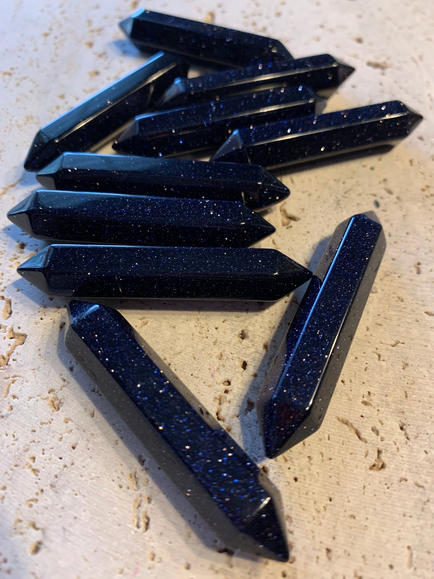 Blue Goldstone Double Terminated Crystal Point T-0054 Approx. 1 1/8”