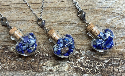 Lapis Lazuli Necklace HOT-0479 In corked bottle with 20” chain.