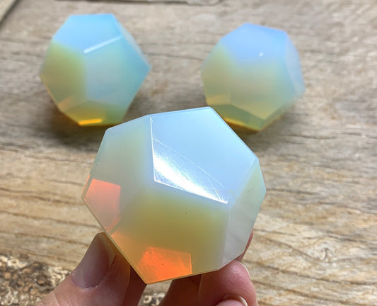 Opalite Dodecahedron, Sacred Geometry, Creation Stone, Shape of the Universe 1461 (Approx. 45-55 mm)