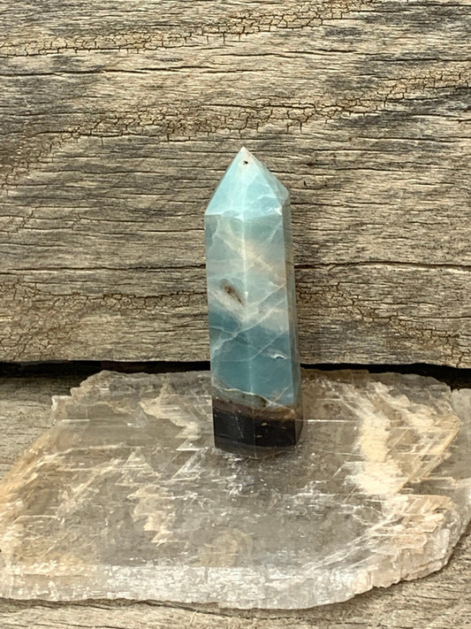 Amazonite Obelisk, Natural, Beautiful, (Approx. 3" - 4" long) One Crystal, Polished, Natural, for Home Decor, Grid 0898