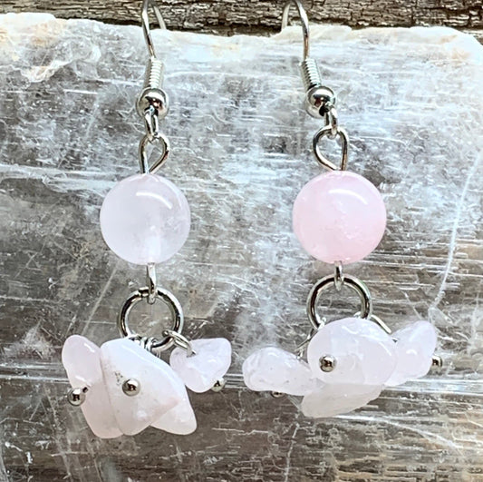 Rose Quartz Dangle Earrings EAR-0058