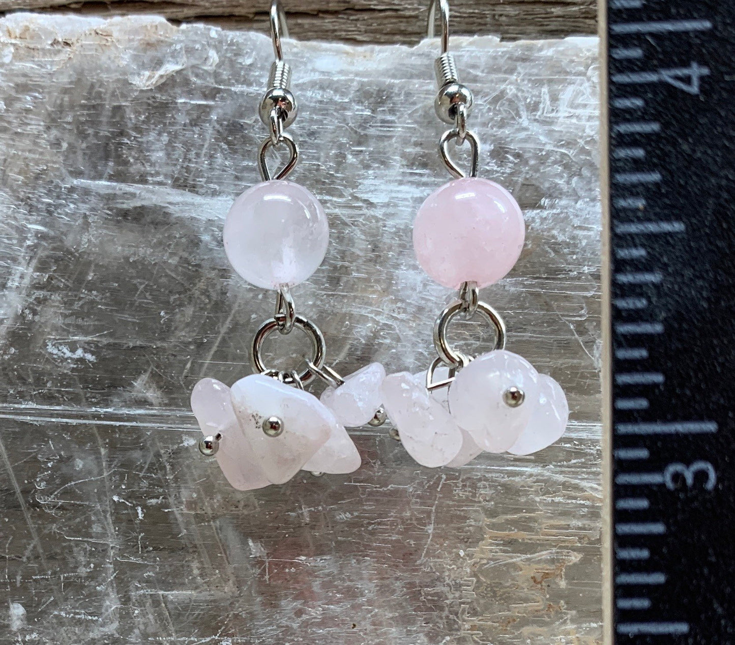 Rose Quartz Dangle Earrings EAR-0058