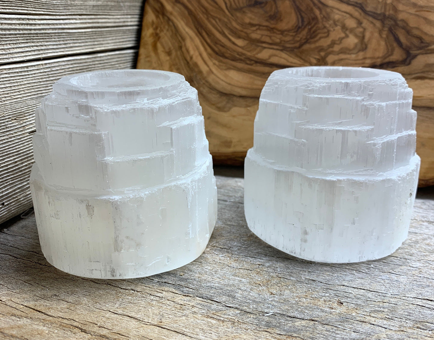 Selenite Castle Candle Holder 3” Tall S-0037