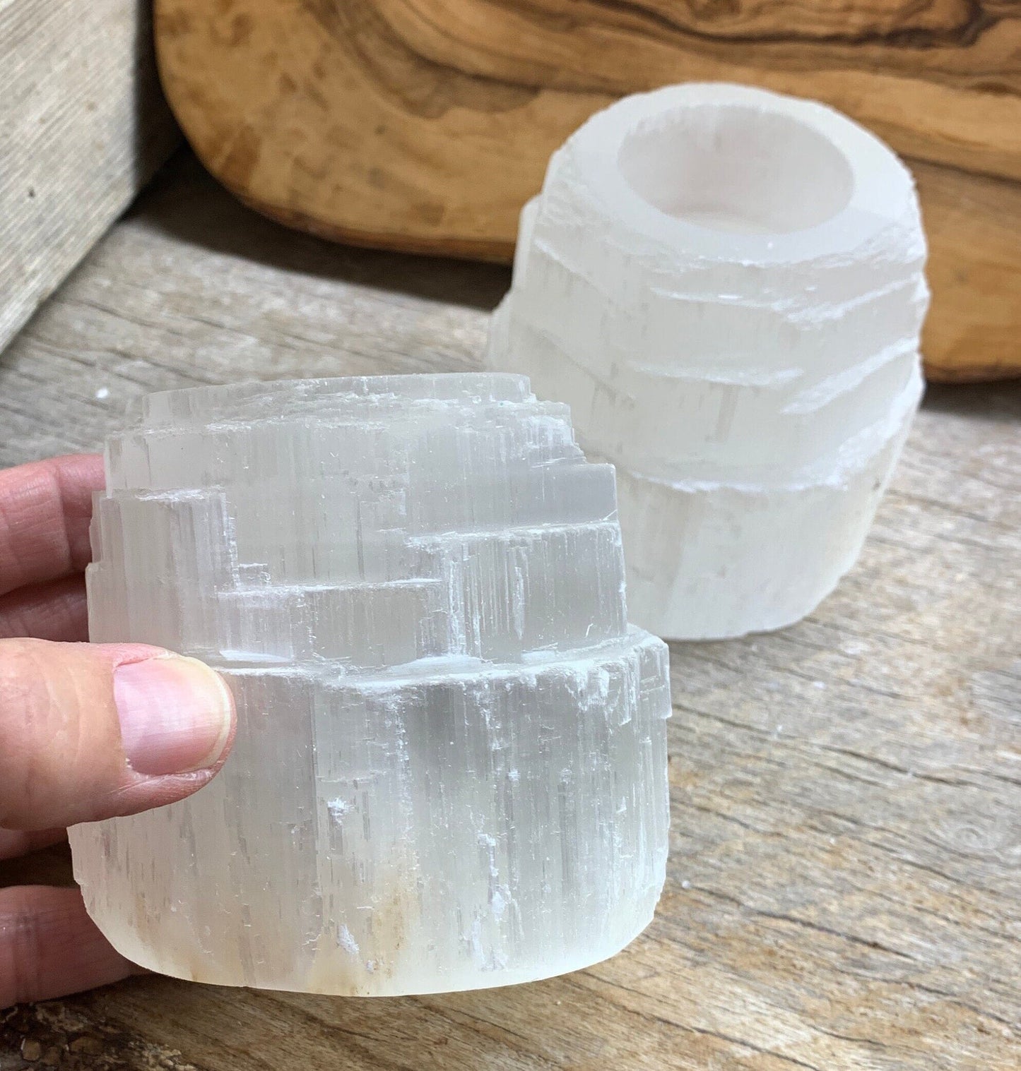 Selenite Castle Candle Holder 3” Tall S-0037