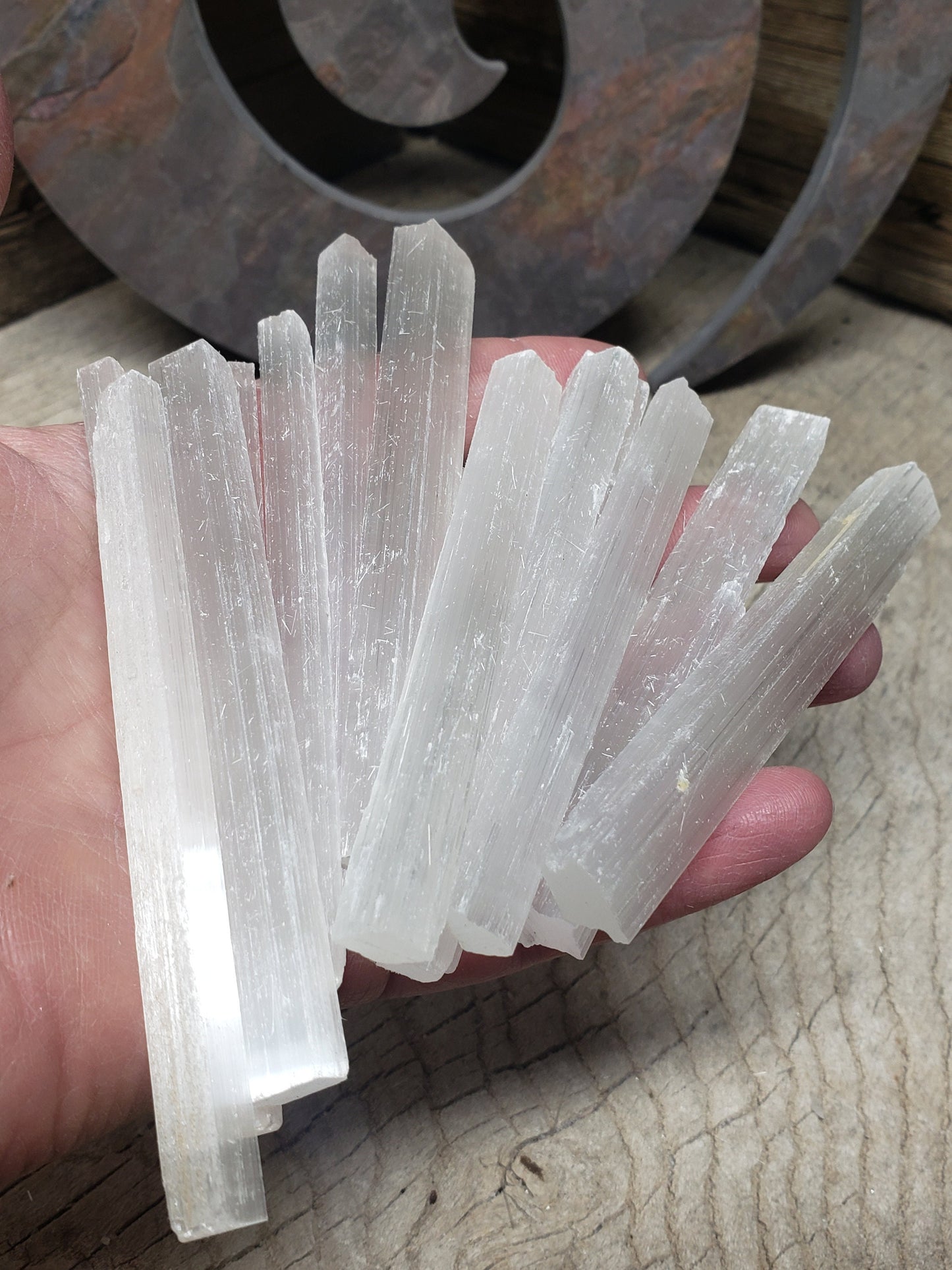 Selenite Stick (Approx 3 1/2") for Crown Chakra, Small Stick Wands, Supply for Crystal Grid, Stone of the Moon Goddess G-0001