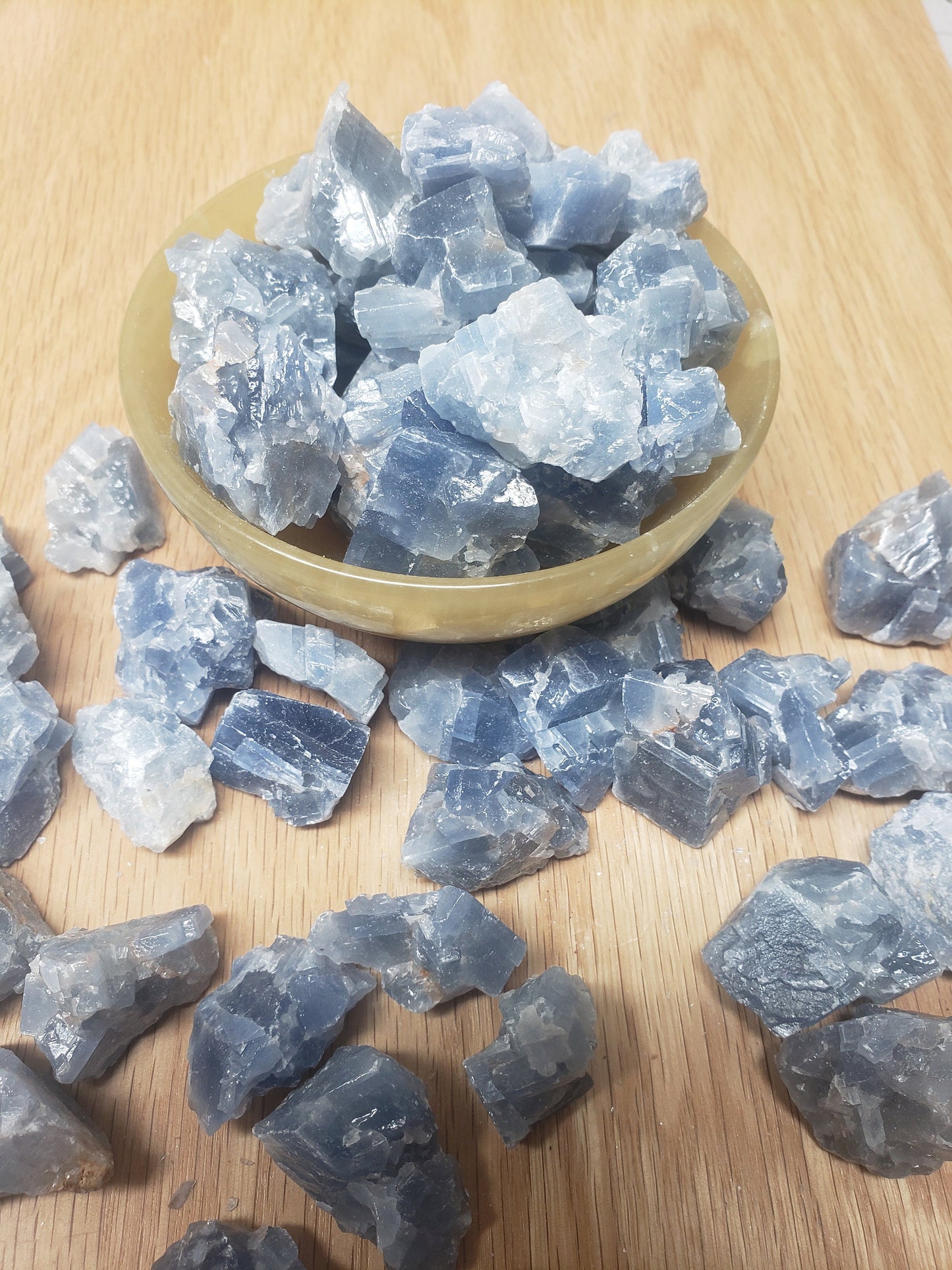 Blue Calcite, One stone (Approx 1 "x 1 1/4" ), Rough, Healing Crystal, Energy Cleanser, Throat Chakra 1316