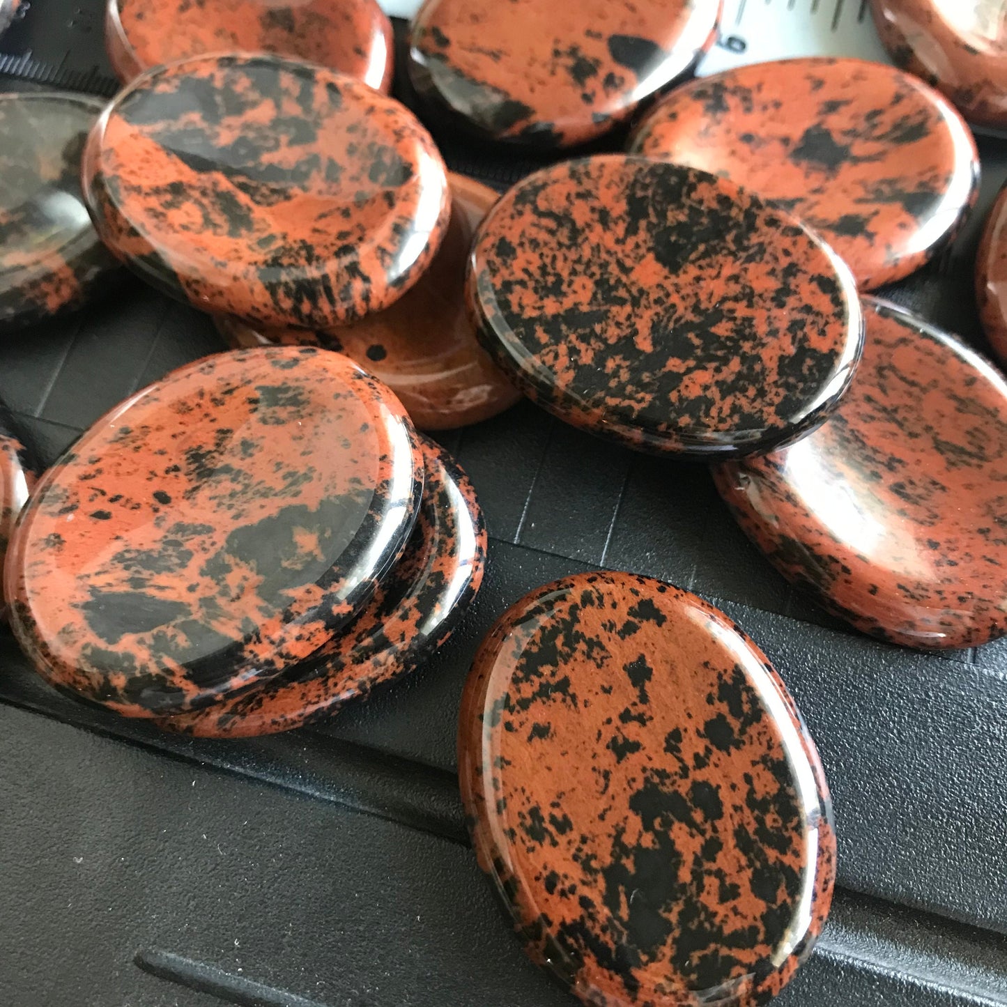 Mahogany Obsidian Worry Stone (Approx. 1 3/4" x 1 1/3")  Polished Stone for Wire Wrapping or Crystal Grid Supply 1423