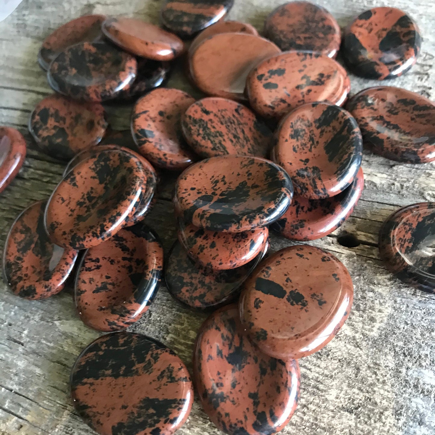 Mahogany Obsidian Worry Stone (Approx. 1 3/4" x 1 1/3")  Polished Stone for Wire Wrapping or Crystal Grid Supply 1423