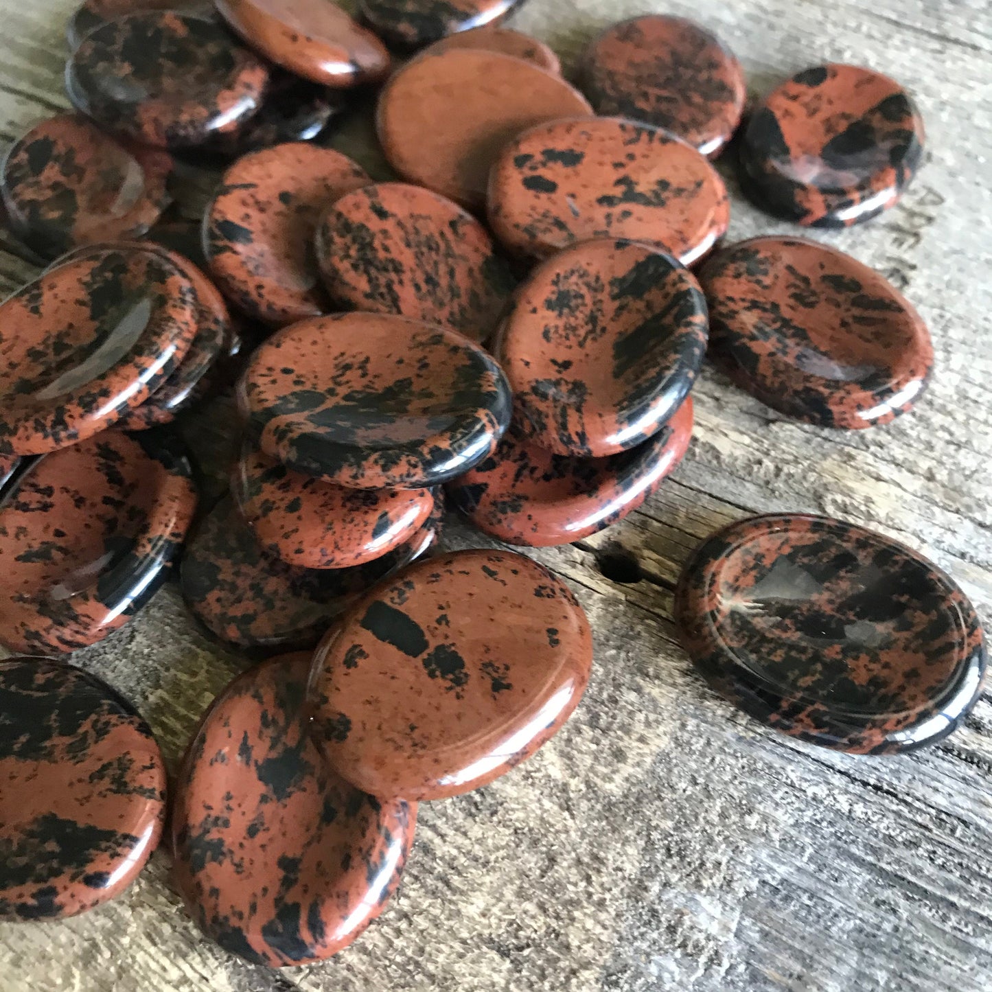 Mahogany Obsidian Worry Stone (Approx. 1 3/4" x 1 1/3")  Polished Stone for Wire Wrapping or Crystal Grid Supply 1423