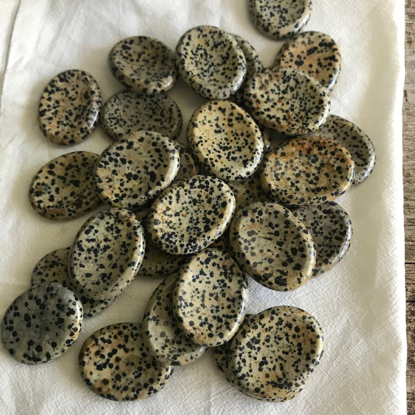 Dalmatian Jasper Worry Stone 1389 (Approx 1 1/2" - 1 3/4") Polished Stone for Wire Wrapping or Crystal Grid Supply