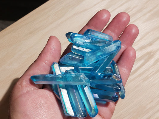 Blue Aura Quartz Point Bead (Approx. 1 1/4" - 1 3/4") 1538