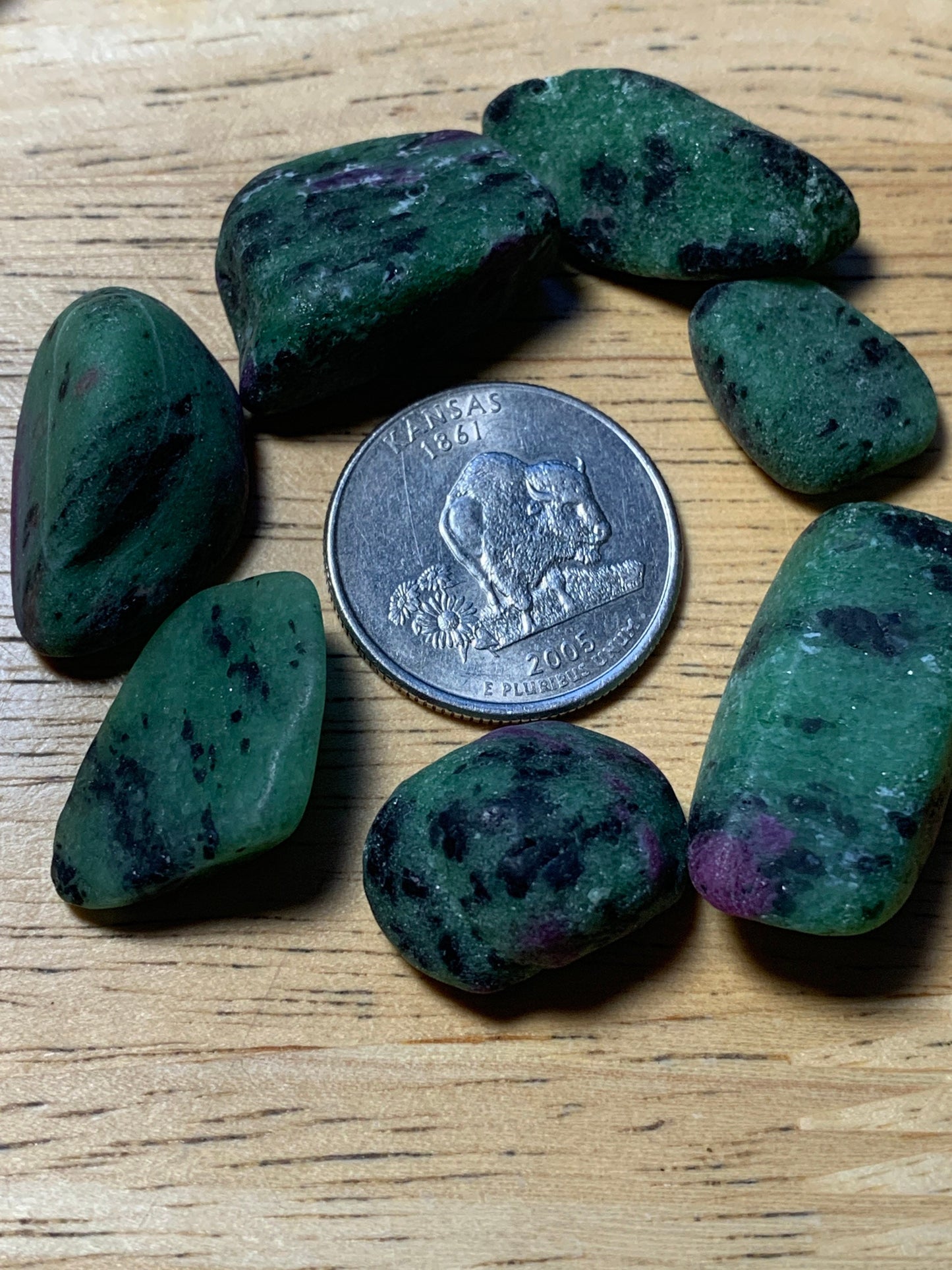 Ruby In Zoisite Tumble Stone, Matt Finish (Approx. 5/8" - 1") BIN-1277