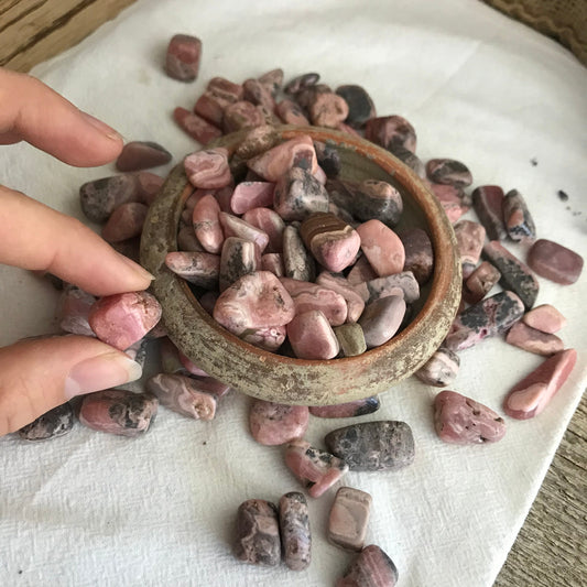 Rhodochrosite, Tumbled Stone (Approx 1/2" - 3/4") for Wire Wrapping or Crystal Grid Supply BIN-1317