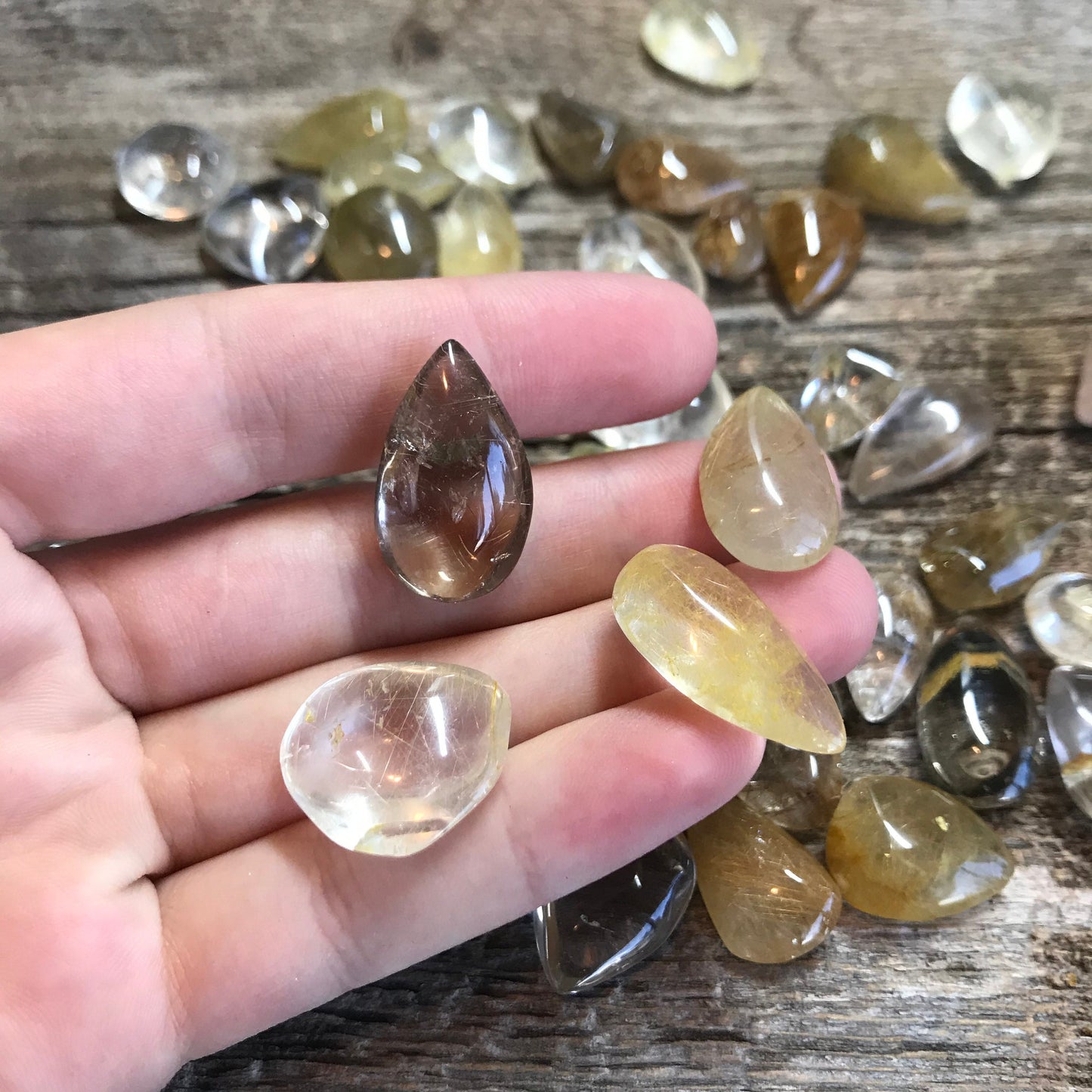 Golden Rutilated Quartz, Tumbled, Polished Rutile Quartz, One Stone (between 3/5"-1" long) for Wire Wrapping or Crystal Grid 0640