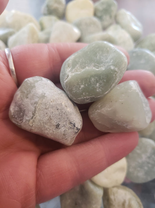 Jade, Green, White, Black Tumbled, Polished (Approx 1" - 1 1/4") Polished Stone 0684