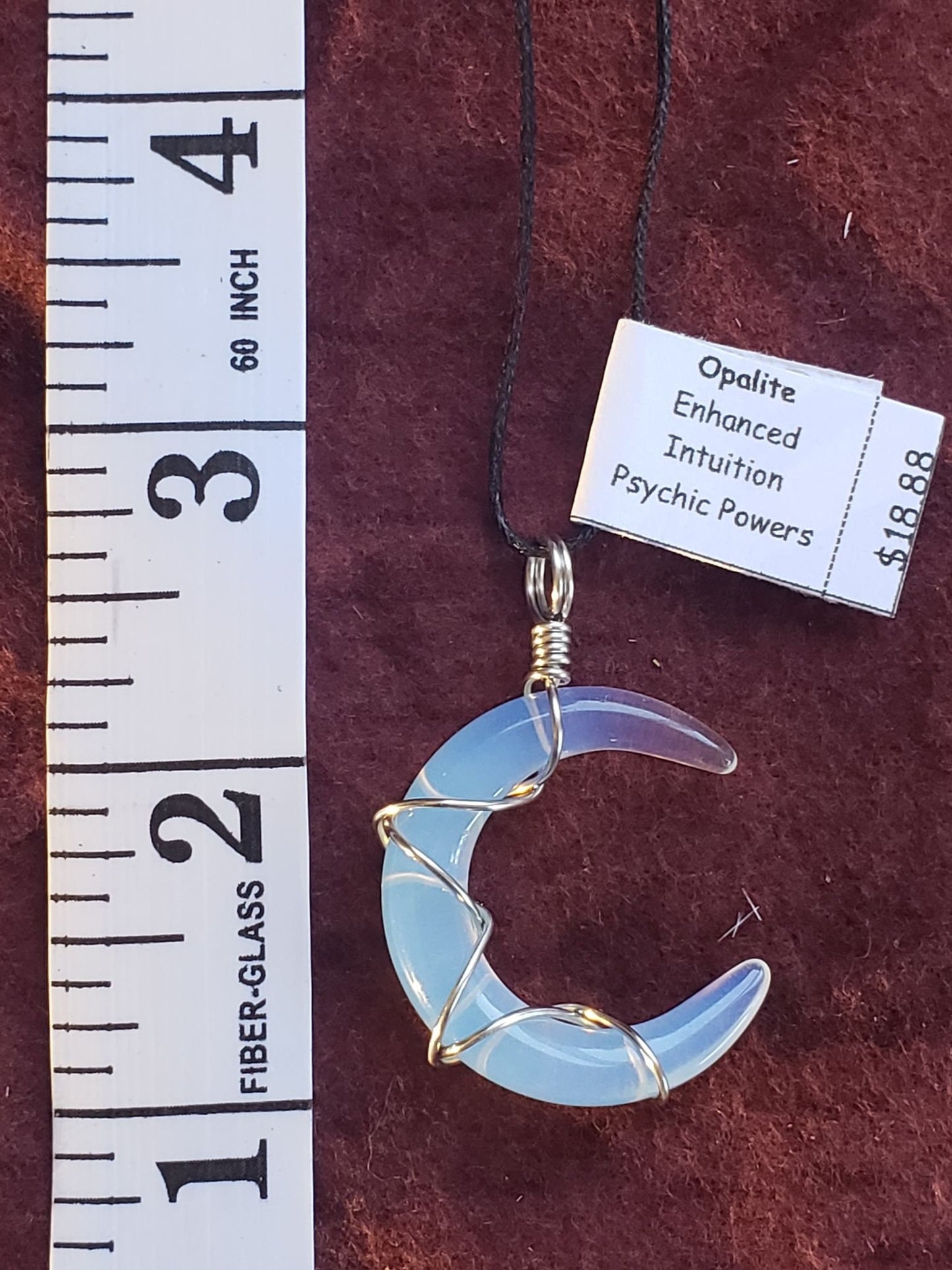 Opalite Wire Wrapped Moon, Hand Made Necklace 1101